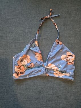 Floral Halter Bikini Top in Lavender and Peach
